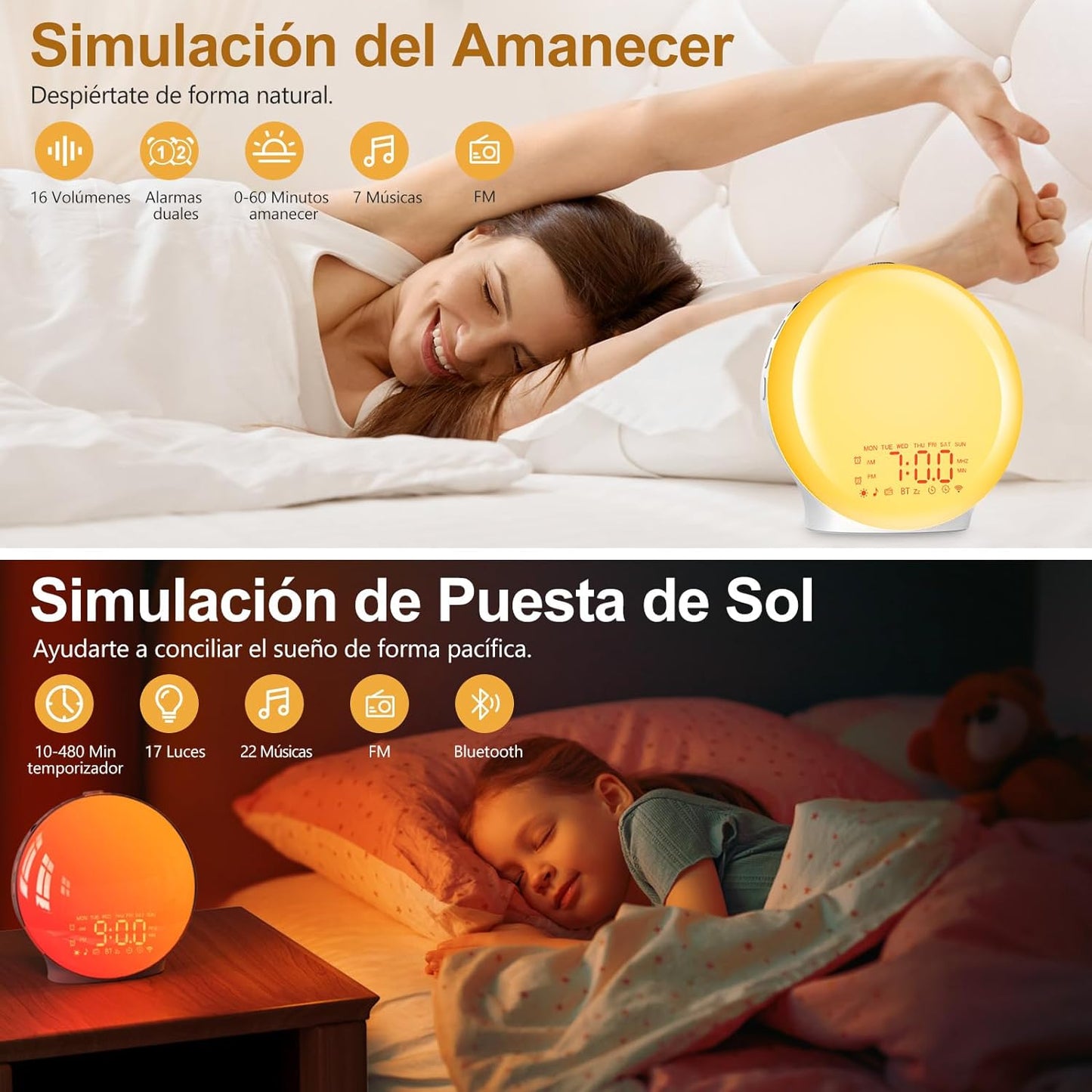 Despertador de luz amanecer